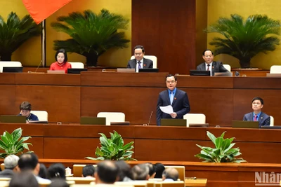 Chủ tịch Tổng Liên đoàn Lao động Việt Nam Nguyễn Đình Khang giải trình, làm rõ một số vấn đề đại biểu Quốc hội nêu. (Ảnh: THỦY NGUYÊN)