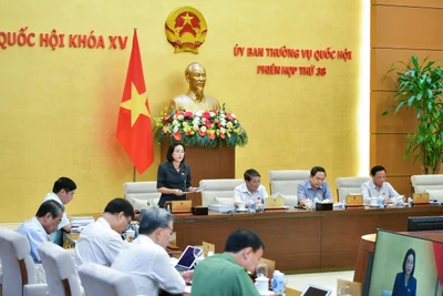 Phó Chủ tịch Quốc hội Nguyễn Thị Thanh điều hành nội dung phiên họp. 