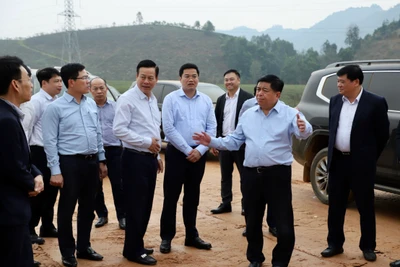 Bộ trưởng Nguyễn Chí Dũng trực tiếp chỉ đạo trên công trường dự án cao tốc Tuyên Quang-Hà Giang.
