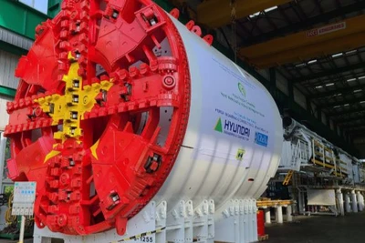 Máy đào TBM của dự án đường sắt đô thị Nhổn-ga Hà Nội. 