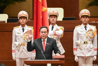 Chủ tịch Quốc hội Trần Thanh Mẫn tuyên thệ nhậm chức. (Ảnh: LINH KHOA)