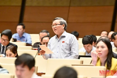 Các đại biểu Quốc hội trong phiên thảo luận ở hội trường về dự án Luật Đất đai (sửa đổi) sáng 14/11. (Ảnh: ĐĂNG KHOA)