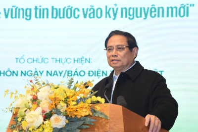 Thủ tướng Phạm Minh Chính phát biểu ý kiến tại Hội nghị đối thoại với nông dân Việt Nam năm 2024. (Ảnh: TRẦN HẢI)