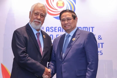 Thủ tướng Phạm Minh Chính và Thủ tướng Timor-Leste Xanana Gusmao. (Ảnh: VGP/Nhật Bắc)