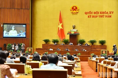 Quang cảnh phiên họp của Quốc hội sáng 1/6. (Ảnh: THỦY NGUYÊN)