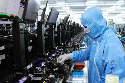 Dây chuyền sản xuất của công ty vốn đầu tư nước ngoài tại Khu công nghiệp Phúc Sơn, tỉnh Ninh Bình. (Ảnh minh họa: TTXVN) 