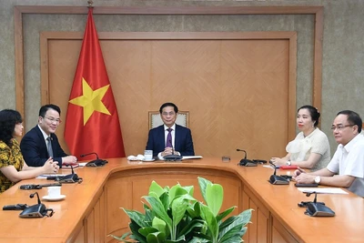 Phó Thủ tướng Chính phủ, Bộ trưởng Ngoại giao Bùi Thanh Sơn điện đàm với Phó Chủ tịch Ủy ban châu Âu (EC), Đại diện cấp cao EU về Chính sách đối ngoại và an ninh Kaja Kallas. (Ảnh: Cổng thông tin điện tử Chính phủ) 