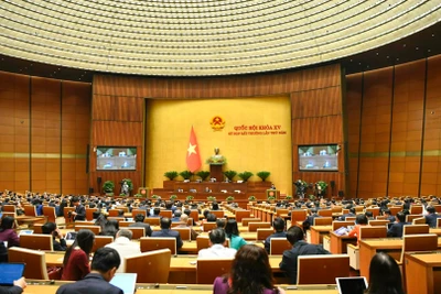 Quang cảnh phiên họp của Quốc hội sáng 16/1. (Ảnh: DUY LINH)