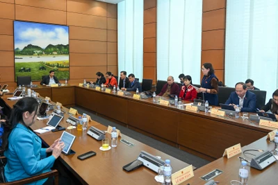 Quang cảnh phiên thảo luận tại Tổ 8. (Ảnh: DUY LINH) 