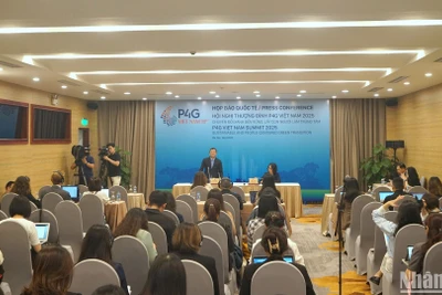 Toàn cảnh họp báo quốc tế về Hội nghị P4G lần thứ 4 năm 2025. (Ảnh: TRUNG HƯNG) 