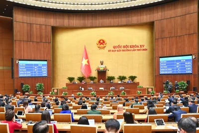 Quốc hội biểu quyết thông qua Nghị quyết của Quốc hội bổ sung kế hoạch phát triển kinh tế-xã hội năm 2025 với mục tiêu tăng trưởng đạt 8% trở lên. (Ảnh: DUY LINH) 