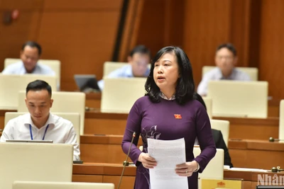 Bộ trưởng Y tế Đào Hồng Lan trả lời chất vấn của đại biểu Quốc hội. (Ảnh: ĐĂNG KHOA) 