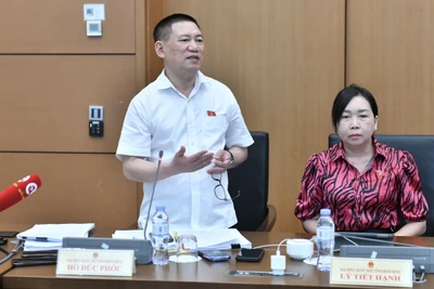 Bộ trưởng Tài chính Hồ Đức Phớc phát biểu tại phiên thảo luận Tổ 8. (Ảnh: ĐĂNG KHOA)