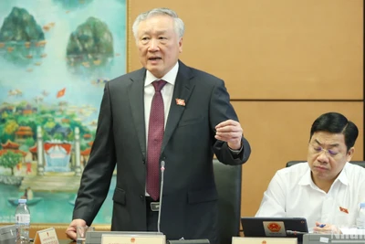 Chánh án Tòa án nhân dân tối cao Nguyễn Hòa Bình phát biểu tại buổi thảo luận tổ chiều 9/11. (Ảnh: THỦY NGUYÊN) 