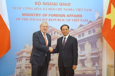Bộ trưởng Ngoại giao Bùi Thanh Sơn và Bộ trưởng Ngoại giao Chile Alberto Van Klaveren. (Ảnh: TRUNG HƯNG) 