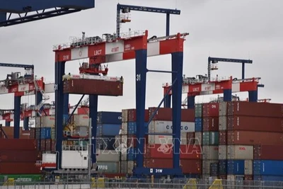 Quang cảnh cảng hàng hóa Long Beach ở California, Mỹ. (Ảnh: THX/TTXVN)