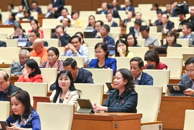 Quốc hội thảo luận ở hội trường về Đề án bổ sung về phát triển kinh tế-xã hội năm 2025 với mục tiêu tăng trưởng đạt 8% trở lên. (Ảnh: DUY LINH) 