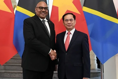 Phó Thủ tướng, Bộ trưởng Ngoại giao Bùi Thanh Sơn và Bộ trưởng Ngoại giao và Hợp tác Đông Phi nước Cộng hòa thống nhất Tanzania Mahmoud Thabit Kombo. (Ảnh: VGP)