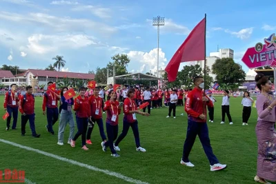 Đoàn Việt Nam diễu hành trong lễ khai mạc.