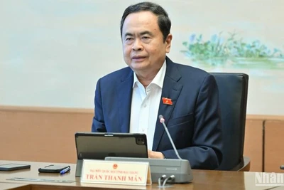 Chủ tịch Quốc hội Trần Thanh Mẫn phát biểu tại phiên thảo luận tổ. (Ảnh: THỦY NGUYÊN) 