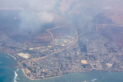 Đám cháy trên đảo Maui, Hawaii, nhìn từ trên không, ngày 9/8/2023. (Ảnh: Reuters)