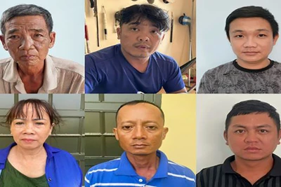 Các đối tượng: Bùi Văn Hoàng, Lê Thanh Liêm, Trần Gia Huy, Ông Thị Hoa, Thạch Sà Lệt, Lâm Quốc Sĩ (từ trái sang, từ trên xuống).