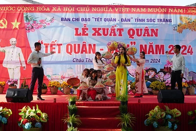 Lễ xuất quân Tết Quân Dân năm 2024 tại Phú Tâm (Sóc Trăng).