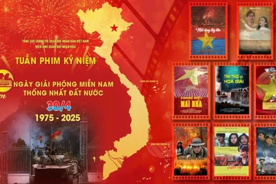 Poster giới thiệu Tuần phim Kỷ niệm 50 năm Ngày giải phóng miền nam, thống nhất đất nước của Điện ảnh Quân đội nhân dân.