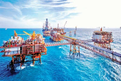 Khai thác dầu khí trên mỏ Bạch Hổ.