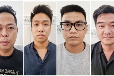 4 bị can Thái, Tài, Chương và Phúc (từ trái qua) bị bắt tạm giam. 