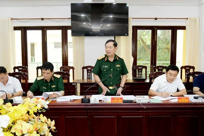 Đoàn Kiểm tra số 1924 của Bộ Chính trị, Ban Bí thư làm việc với Ban Thường vụ Đảng ủy Quân sự tỉnh Kiên Giang. (Ảnh: PHƯƠNG VŨ).