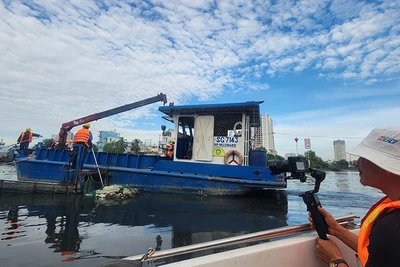 Ê kíp thực hiện bộ phim trong một cảnh quay. (Ảnh TFS).