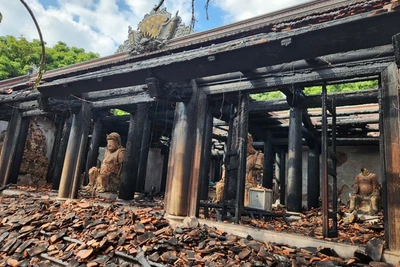 Chùa Phổ Quang (Phú Thọ) bị thiệt hại sau vụ hỏa hoạn. (Ảnh: Cục Di sản văn hóa)