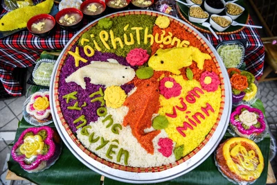 [Ảnh] Ngỡ ngàng khi xôi Phú Thượng "hóa hình" thành làng mạc, ruộng nương