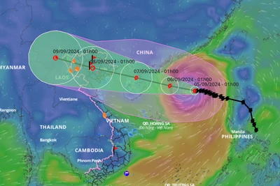 Hướng đi của bão Yagi.