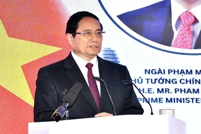 Thủ tướng Phạm Minh Chính phát biểu ý kiến tại Diễn đàn Doanh nghiệp Việt Nam-Cộng hòa Czech. (Ảnh: THANH GIANG)