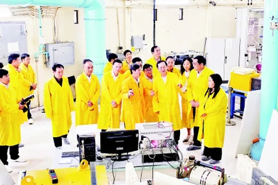 Lãnh đạo Trung ương và chuyên gia tham quan lò phản ứng hạt nhân Đà Lạt.