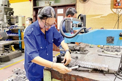 Sản xuất thiết bị cơ khí chính xác tại Công ty TNHH Cơ khí-Thương mại Nhật Long, thành phố Thủ Ðức. (Ảnh CTV)