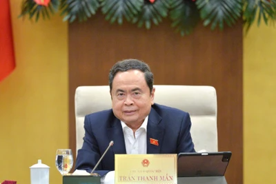 Chủ tịch Quốc hội Trần Thanh Mẫn phát biểu tại phiên họp. (Ảnh Duy Linh)