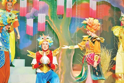 Một cảnh trong vở nhạc kịch “Rago-Hành trình đầu tiên” của Sân khấu Ban Mai.