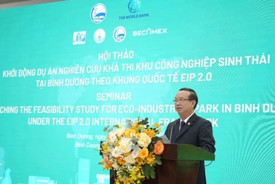 Phó Chủ tịch Ủy ban nhân dân tỉnh Bình Dương Bùi Minh Thạnh phát biểu ý kiến tại hội thảo.