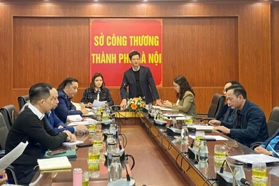 Quang cảnh buổi làm việc giữa Bộ Công thương và Sở Công thương Hà Nội.