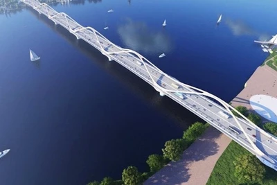 Dự án cầu Trần Hưng Đạo, một trong những nhiệm vụ được đưa vào "làn xanh" của thành phố Hà Nội. (Trong ảnh: Phối cảnh cầu Trần Hưng Đạo)