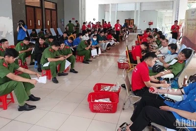 Các bạn trẻ An Giang tham gia hiến máu cứu người.