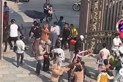 Hiện trường vụ đánh người tại chùa Kim Tiên.