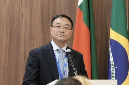 Thứ trưởng Công an Phạm Thế Tùng phát biểu tại phiên toàn thể của hội nghị.