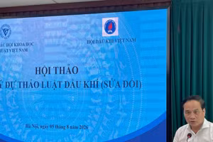 Phó Giáo sư, Tiến sĩ Phạm Ngọc Linh, Phó Chủ tịch Liên hiệp các Hội Khoa học và Kỹ thuật Việt Nam phát biểu tại hội thảo. (Ảnh: BÍCH LIÊN)