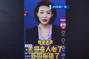 Hình ảnh MC Đài truyền hình Trung ương Trung Quốc bị giả mạo để quảng cáo sai sự thật về sản phẩm. (Ảnh CCTV Tài chính)
