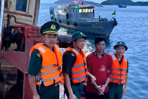 Bộ đội Biên phòng bắt giữ đối tượng Thả. (Ảnh: CTV)