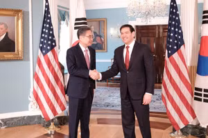 Ngoại trưởng Mỹ Marco Rubio và Ngoại trưởng Hàn Quốc Cho Hyun tại cuộc gặp ở Washington, D.C., Mỹ, ngày 3/2/2026. (Ảnh: Yonhap/TTXVN)